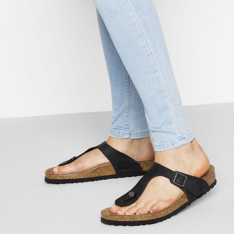 Birkenstock Gizeh Black Oiled Leather - Regular
