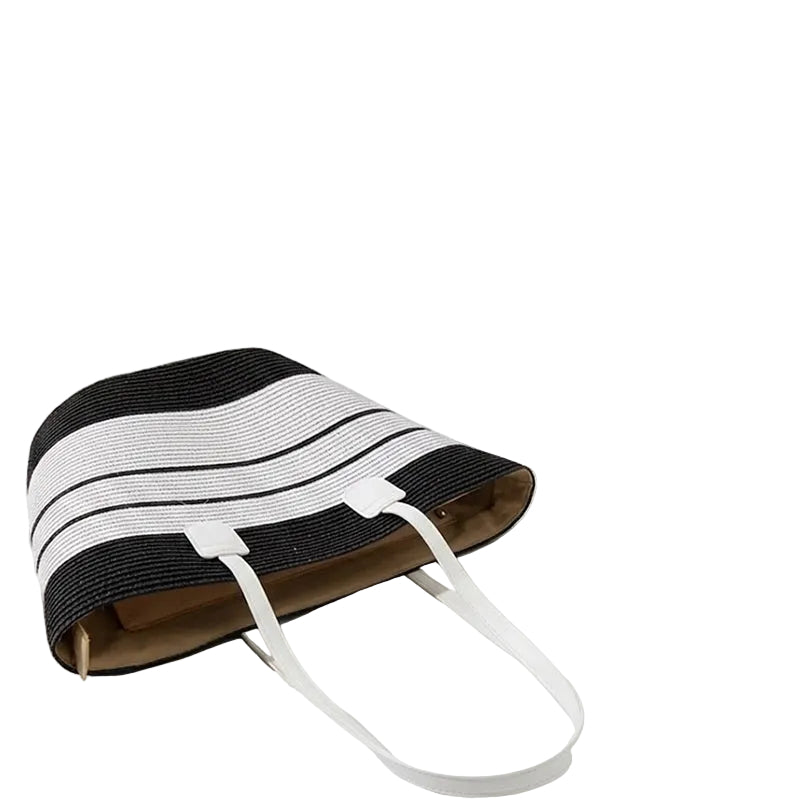 Take It Outside Essentials Striped Straw Beach Bag