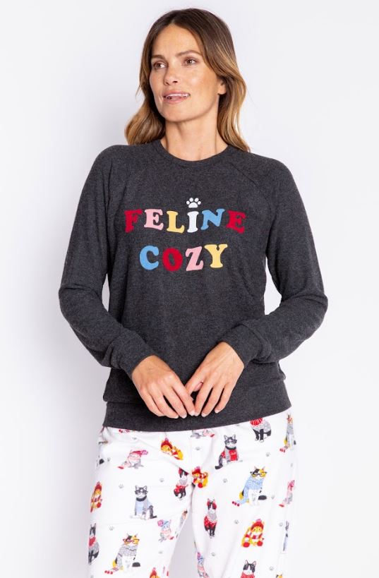 PJ Salvage Flannels Feline Cozy Long Sleeve
