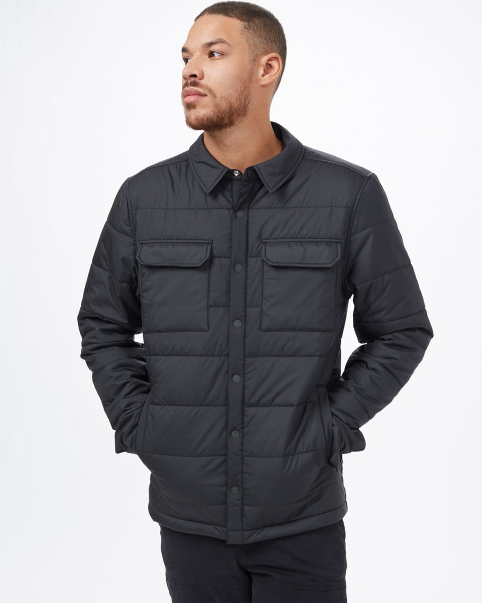 Men's Cloud Shell Shirt Jacket - Black Front View