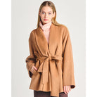 Black Tape Belted Shawl Collar Coat