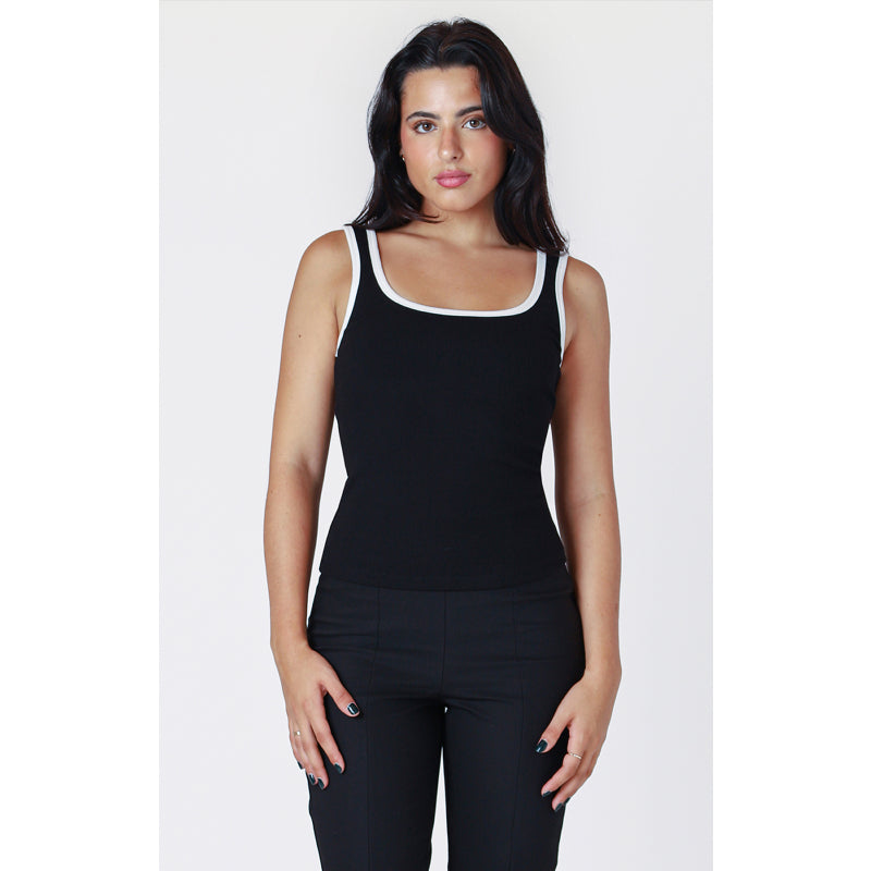 Black Tape Contrast Trim Tank